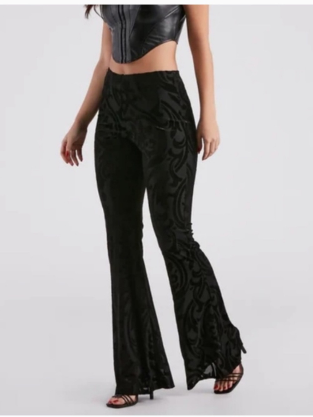 NWT Tiger Mist Clem Black Burnout Velvet Pants, Size Medium